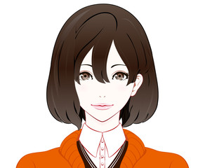 秋服の女性 / 微笑み