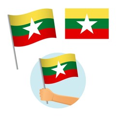 Burma flag in hand