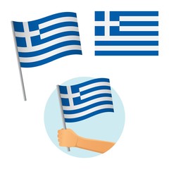 Obraz premium Greece flag in hand