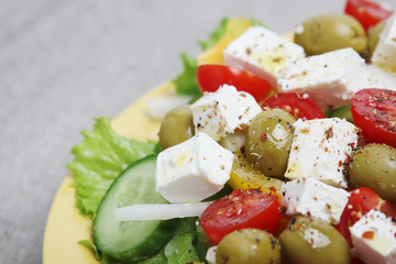 Traditional Greek salad on the plate	