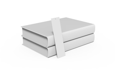 White blank book with bookmark mock up on isolated white background, 3d illustration