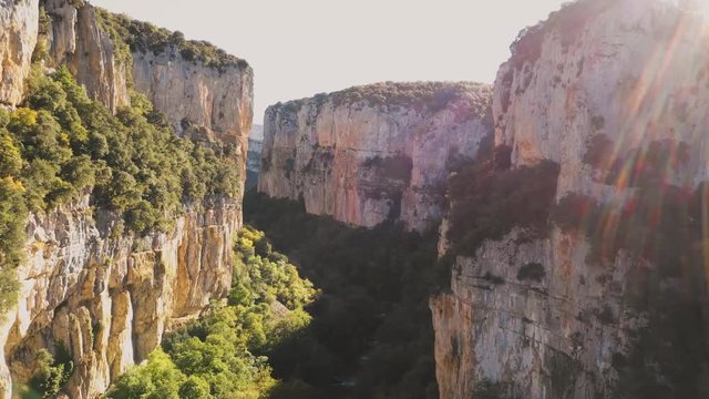 Drone view of a canyon in Navarra, Spain