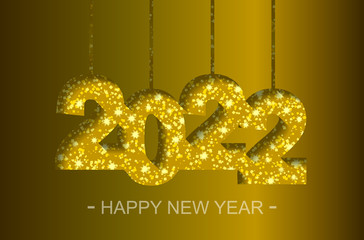 Happy New Year 2022 - greeting card, flyer, invitation - vector