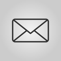 Mail vector icon. Inbox sign. Black icon isolated on black background. Vector illustration.