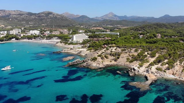 Flight along Peguera with hotels and beaches