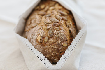 Fresh tasty wheat wholegrain brown bread