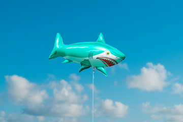 shark fish balloon on blue sky  -