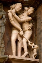 Couple and Playful Monkey, Khajuraho