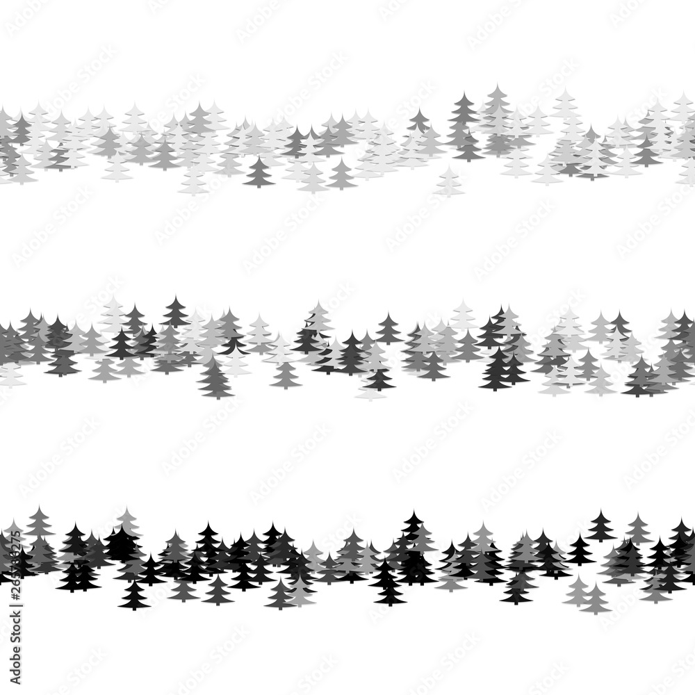 Poster grey seamless random pine tree pattern paragraph divider line set