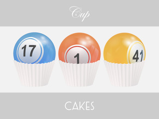 Bingo lottery cup cakes on white panel