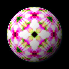 Artfully designed and colorful ball, 3D illustration on black background