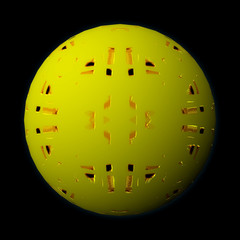 Artfully designed and colorful ball, 3D illustration on black background