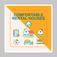 Comfortable rental houses social media posts mockup