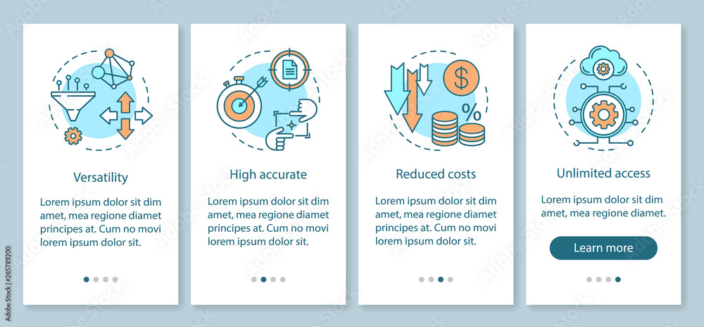 Wall mural advantages onboarding mobile app page screen with linear concepts