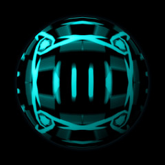 Artfully designed and colorful ball, 3D illustration on black background