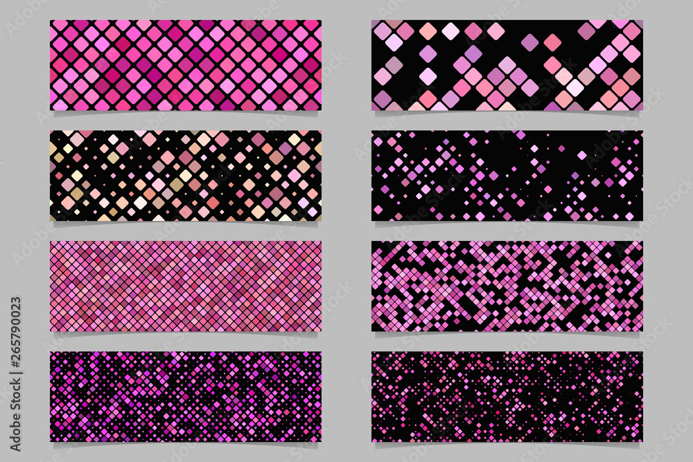 Poster abstract diagonal rounded square pattern banner background set
