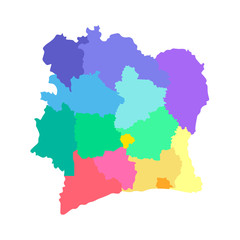 Vector isolated illustration of simplified administrative map Ivory Coast (Côte d'Ivoire)