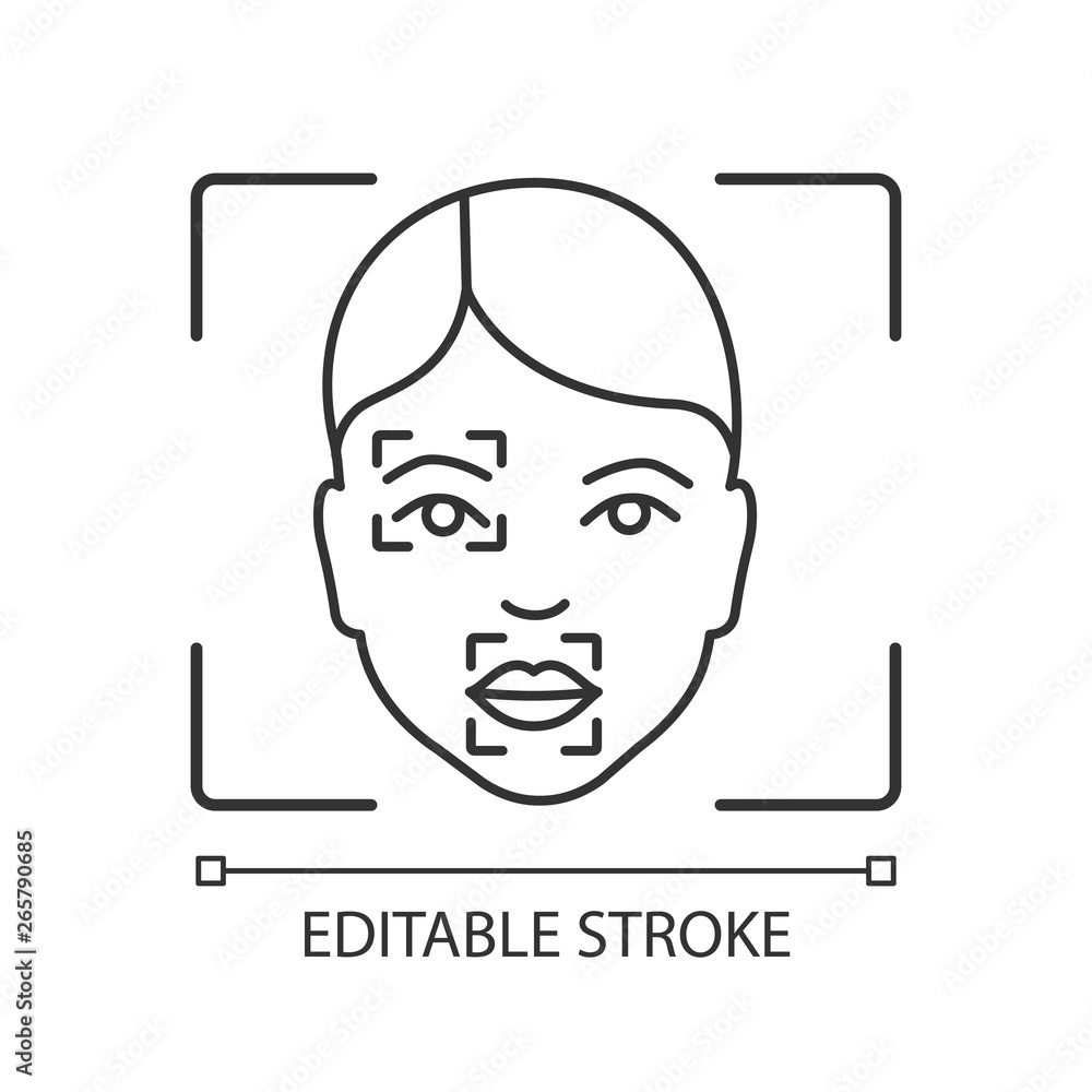Poster face scanning procedure linear icon