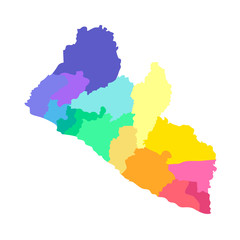 Vector isolated illustration of simplified administrative map Liberia. Borders of the counties.