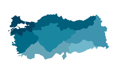 Colorful vector isolated simplified map of Turkey regions. Administrative divisions