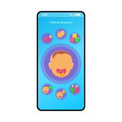 Child development smartphone interface vector template