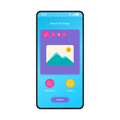 Search by image app smartphone interface vector template