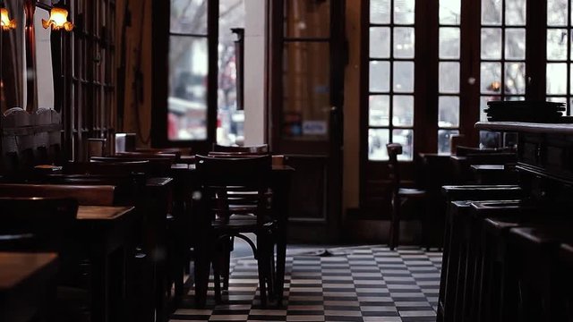 An Empty Traditional Cafe Notable in Buenos Aires, Argentina.  