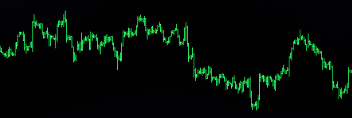 Obraz premium Double exposure of graph and rows of coins for finance and business concept., ECN digital economy and economic exchange.