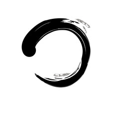 abstract graphic pattern with circles and brush strokes in a circle, black and white silhouette