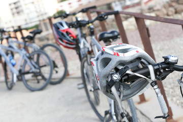 Fototapeta na wymiar Close-up of a bike in the street