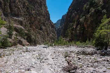 Summer natural views and landscape of the Samaria Gorge. Crete. Greece.
