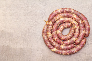 Fototapeta na wymiar Raw pork sausage