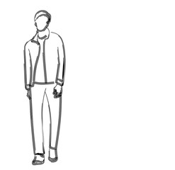 Businessman working character design, vector flat line art design.