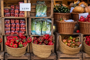 Sale of fresh vegetables seasonal farmer products. Vegetables for healthy lifestyle with a lot of vitamins. Organic, bio, healthy food. Freshly, seasonal harvested. Agriculture.