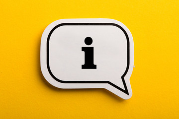 Information Sign Speech Bubble Isolated On Yellow Background