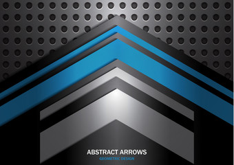Abstract arrows on metal circle grid texture background of modern luxury futuristic creative.