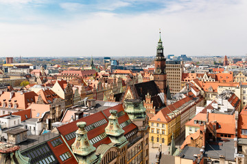 Naklejka na ściany i meble Widok na rynek starego miasta we Wrocławiu 