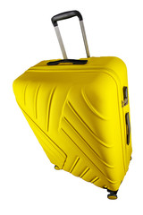 Suitcase yellow isolated on white background, clipping path.