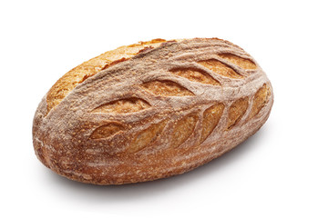 Tasty crunchy crust bread isolated on white background