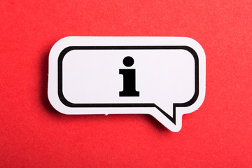 Information Sign Speech Bubble Isolated On Red Background