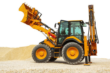 Backhoe loader or bulldozer - excavator isolated with clipping path