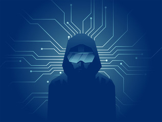 Illustration of hacker in VR headset