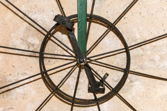 old bicycle with front wheel pedals