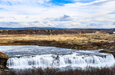 The Faxi (or Vatnsleysufoss) waterfall is located on the Tungufljot river. Iceland.