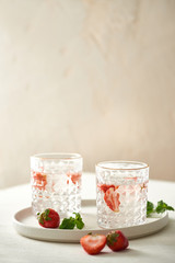 Strawberry mojito cocktail isolated on white