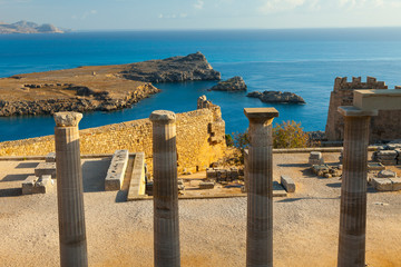 Acrópolis, Pueblo de Lindos, Isla de Rodas, Dodecaneso, Grecia