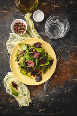 Fresh salad mix of baby spinach, arugula leaves and chard