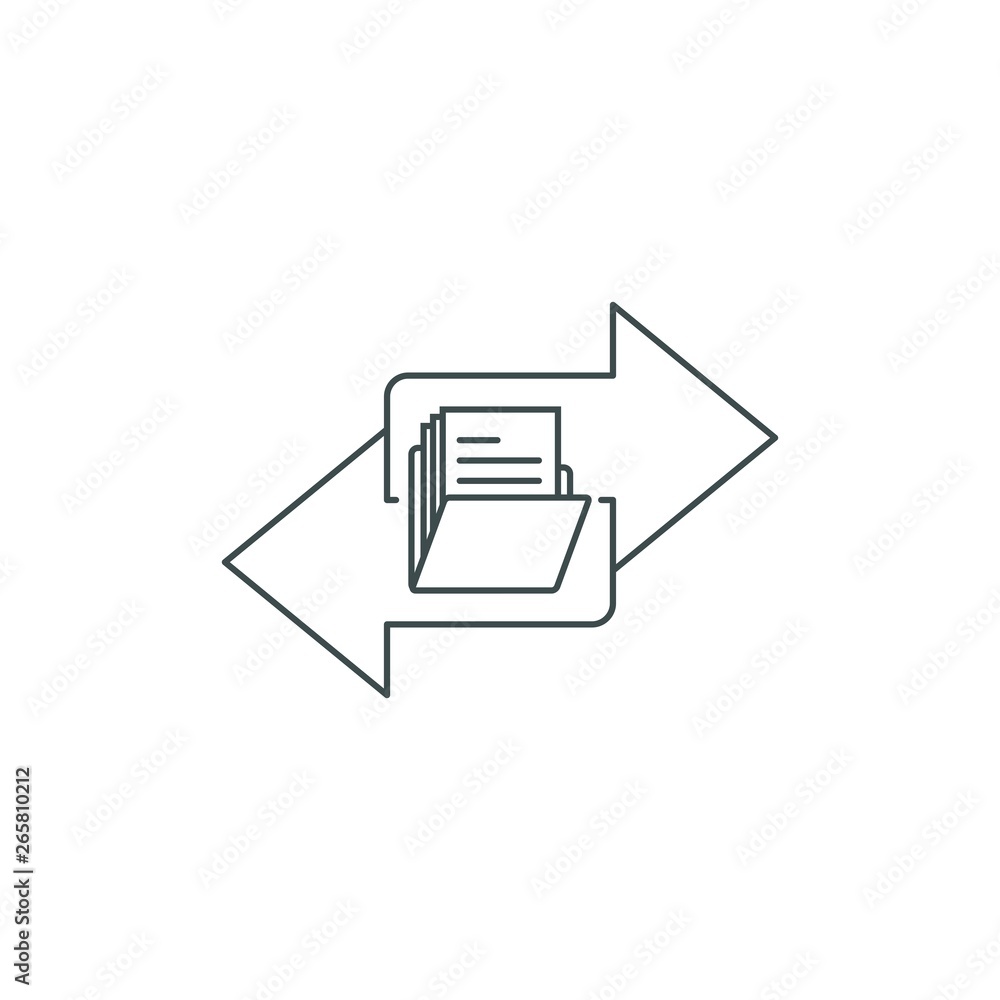 Poster file sharing. vector linear icon, white background.