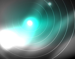 Dark space with neon color glowing lights abstract background