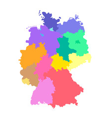 Vector isolated illustration of simplified administrative map of Germany. Borders of the states (regions). Colorful silhouettes
